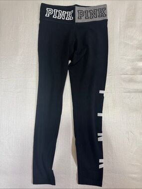 PINK Victoria's Secret Black Leggings with Gray Branded Waistband